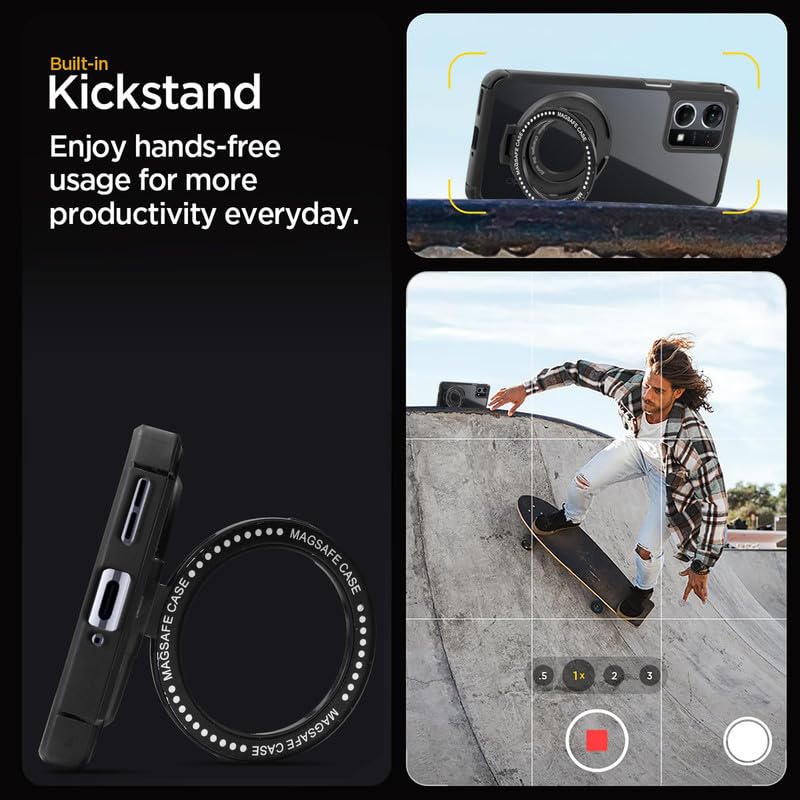 Image of Mr. Case Silicon Framed Transparent Back Cover for Oppo F21s Pro 4G with Holder Kickstand Function | Anti-Yellow, Shockproof, Scratch-Resistant - Black