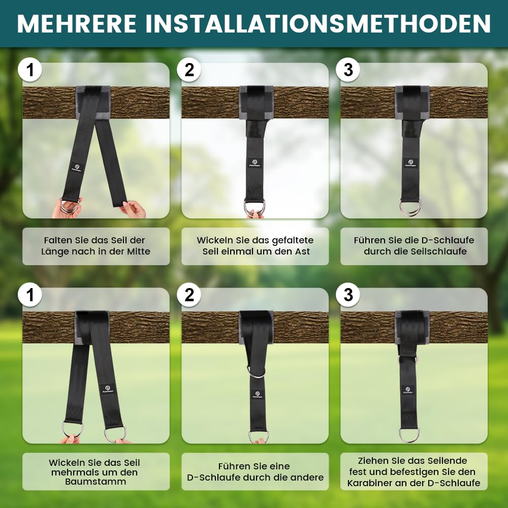 Kit de Suspension Double pour Hamac et Balançoire 400 kg Noir 150cm