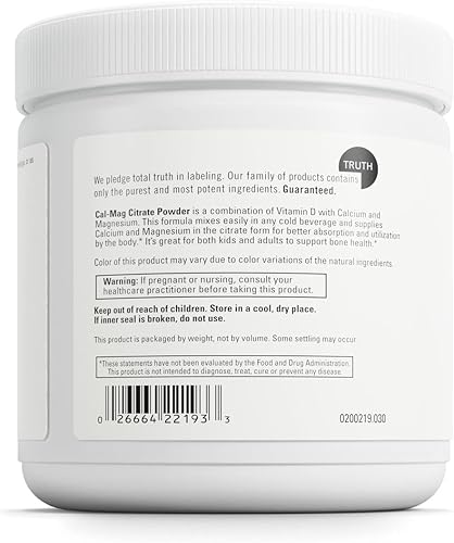 Miniatura 3 de DaVinci Labs Cal-Mag Citrate Powder - Apoya la salud ósea* - Suplemento dietético con vitamina D2, magnesio y calcio - Vegetariano - Sin gluten - 30