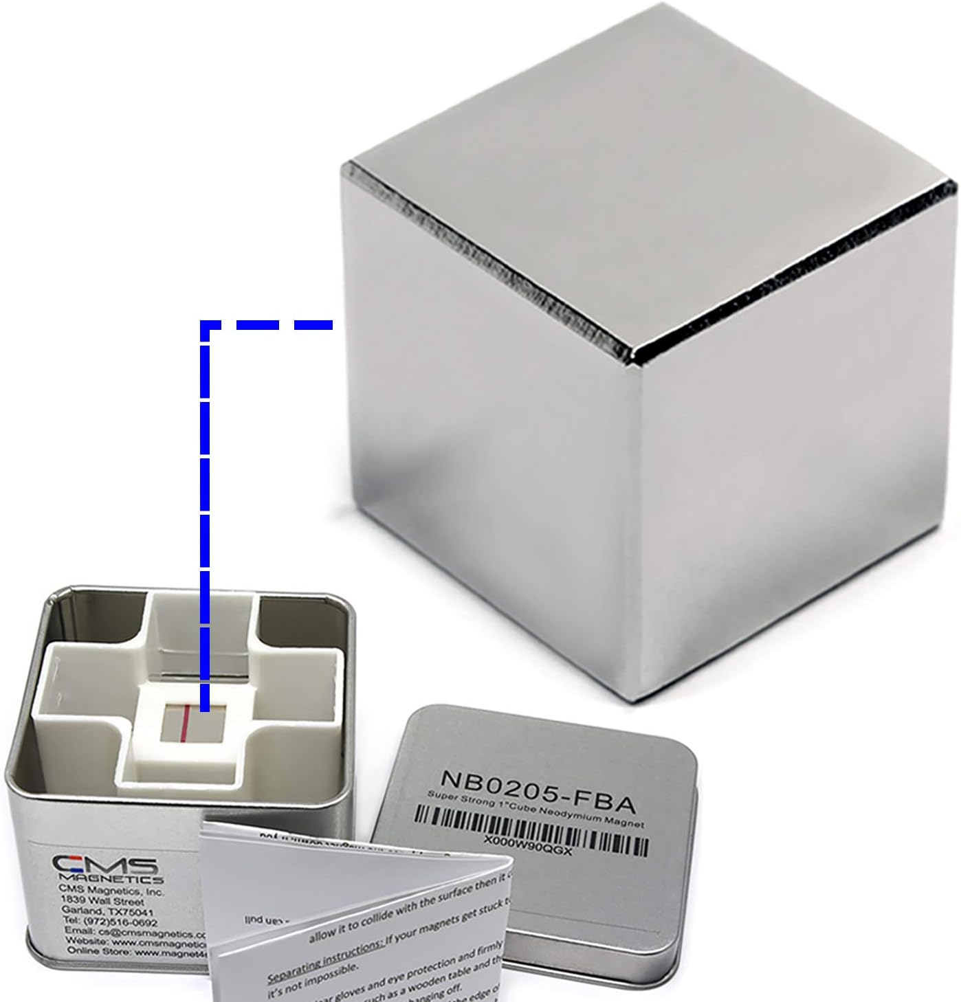 CMS Super Strong 1" Cube Neodymium in a