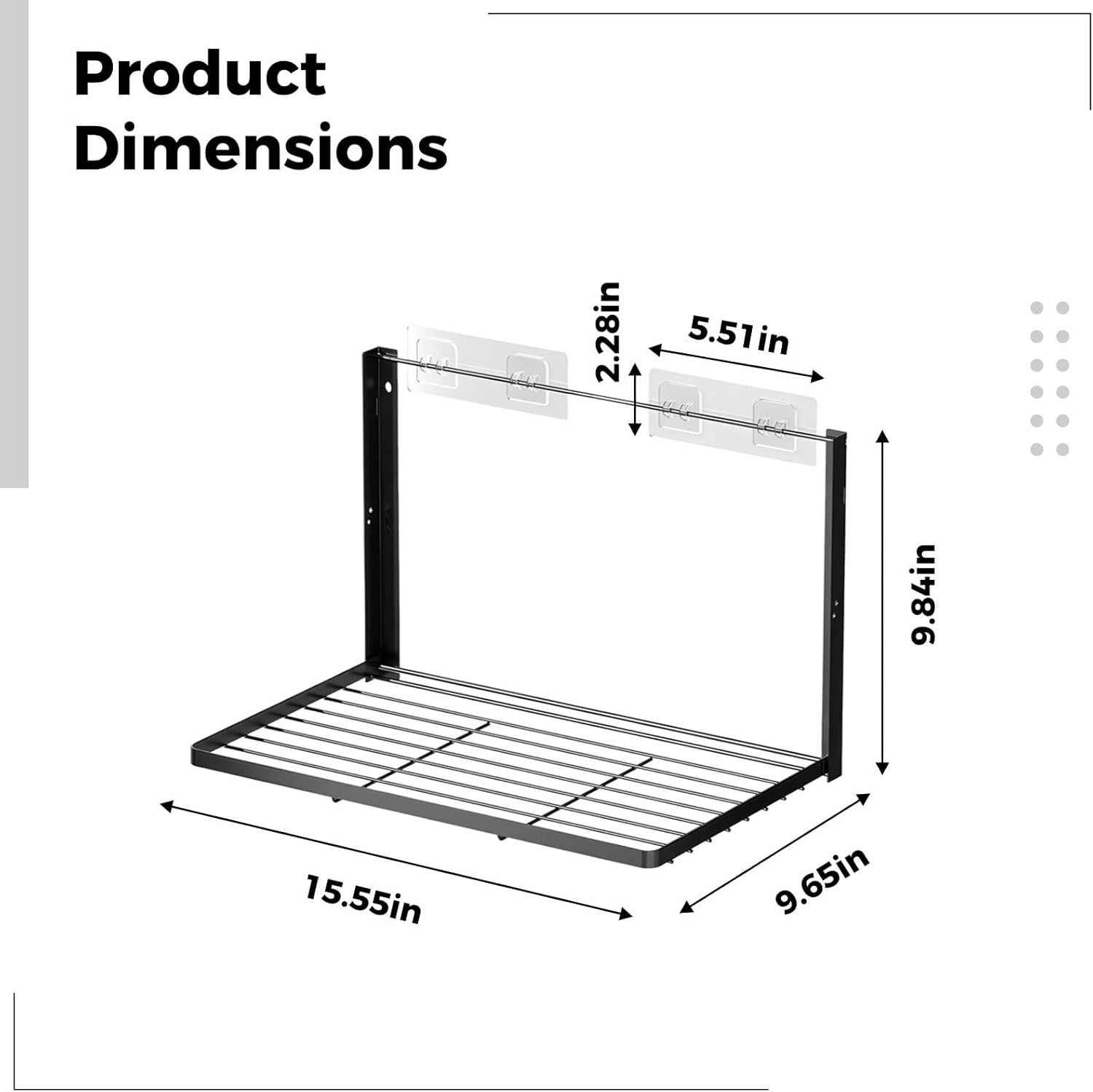 No Drill Wall Mounted Drying Rack, 15.6 in / 39.5 Cm Foldable Laundry Rack, Metal, Space Saving