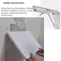 Vista 5 de Banco de trabajo plegable para montaje en pared, escritorio de mesa blanco para oficina en casa, pequeño escritorio flotante de madera plegable