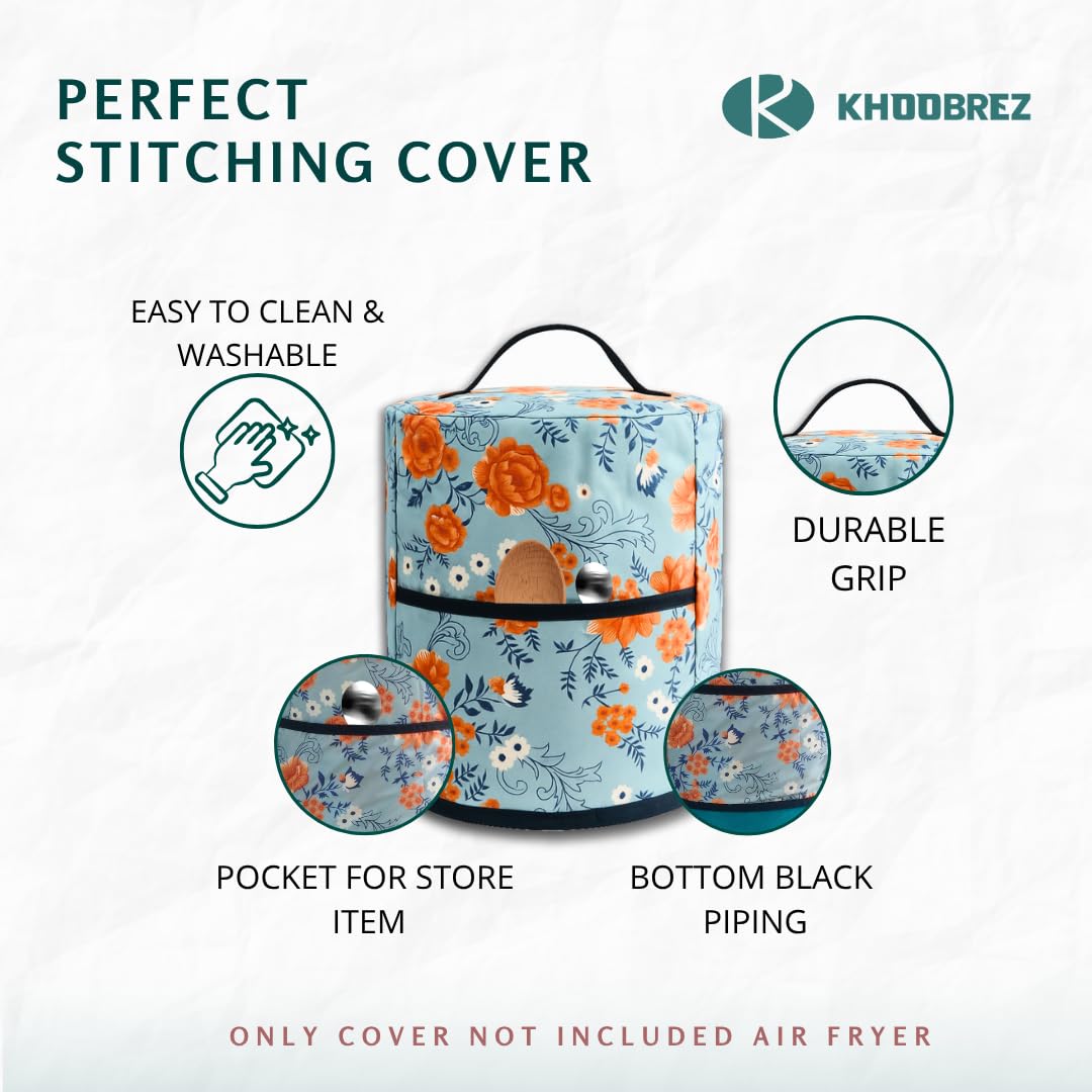 KHOOBREZ Nylon Air Fryers Cover Dust and Waterproof Washable for Kitchen Suits for Major Brand Air Fryers, Attractive Desing AR(Grey) 2