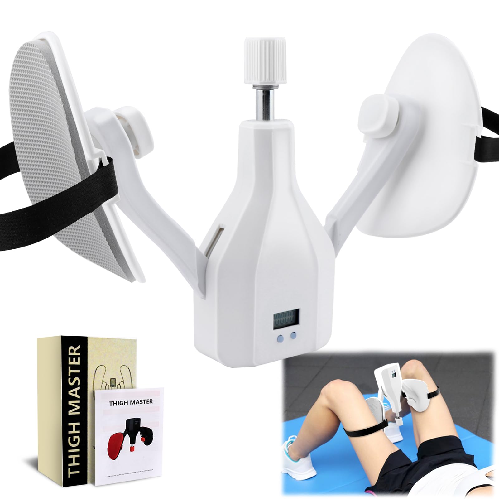 Thigh Master 22-77lb, Adjustable Resistance Leg and Inner Thigh Strength Exerciser, Hip Shaper Kegel Trainer, Pelvic Floor Strengthening Device with Band and Pad for Men Women Workout