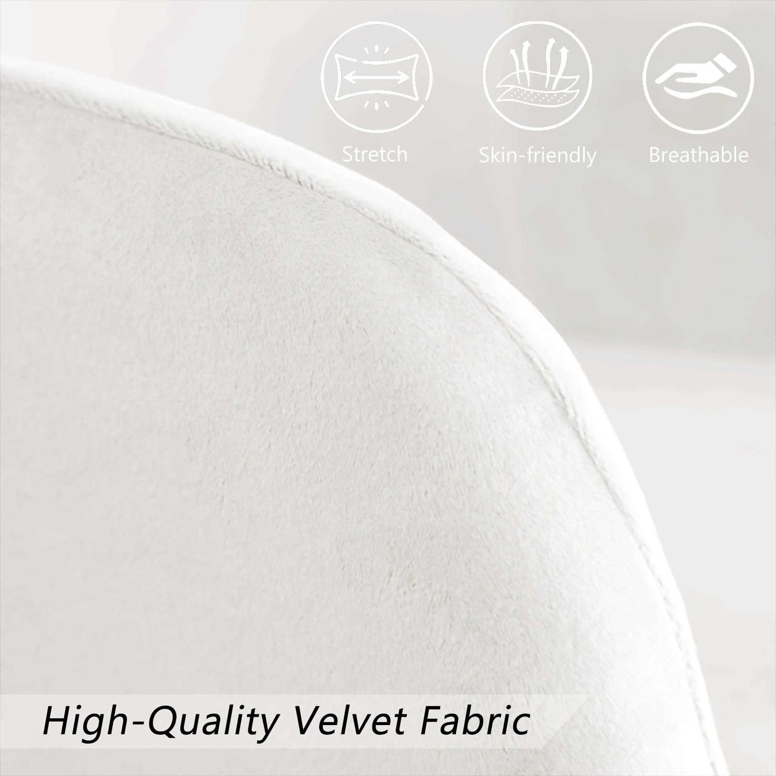 Fundas de terciopelo para sillas de comedor con reposabrazos, fundas elásticas lavables para comedor, oficina, cocina, sala de estar, hotel y banquete (blanco crema, juego de 2)