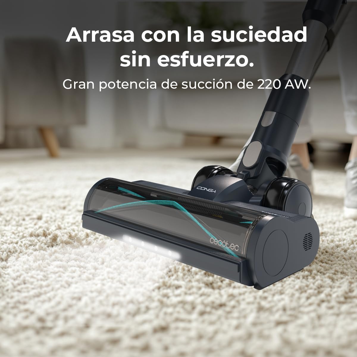 Cecotec Aspiradora Escoba Sin Cable Conga Rockstar 5500 Hurricane Station Flex, MAX 220 AW, 700 W, Base de Autovaciado, hasta 90min de Autonomía, Cepillo antienredos, Tubo Flexible y Ciclón Paralelo