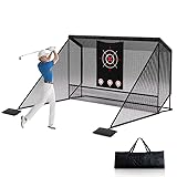 10x7ft Golf Hitting Practice Net with Dual Side Net Barriers & Durable Heavy Duty Steel Frame, Golf Nets Backyard Driving, Chipping & Swing Training for Indoor&Outdoor