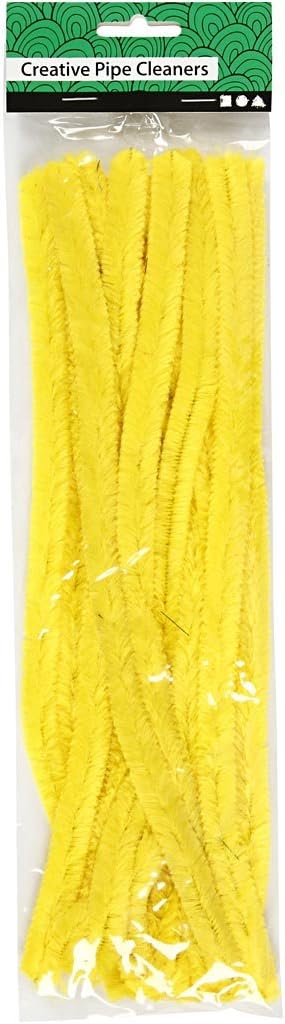 Pipe Cleaners, thickness 15 mm, L: 30 cm, yellow, 15pcs