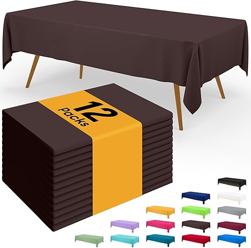 Smiry Mantel desechable  Paquete de 12 manteles rectangulares impermeables de 54 x 108 pulgadas para fiestas, mantel decorativo de plástico, a