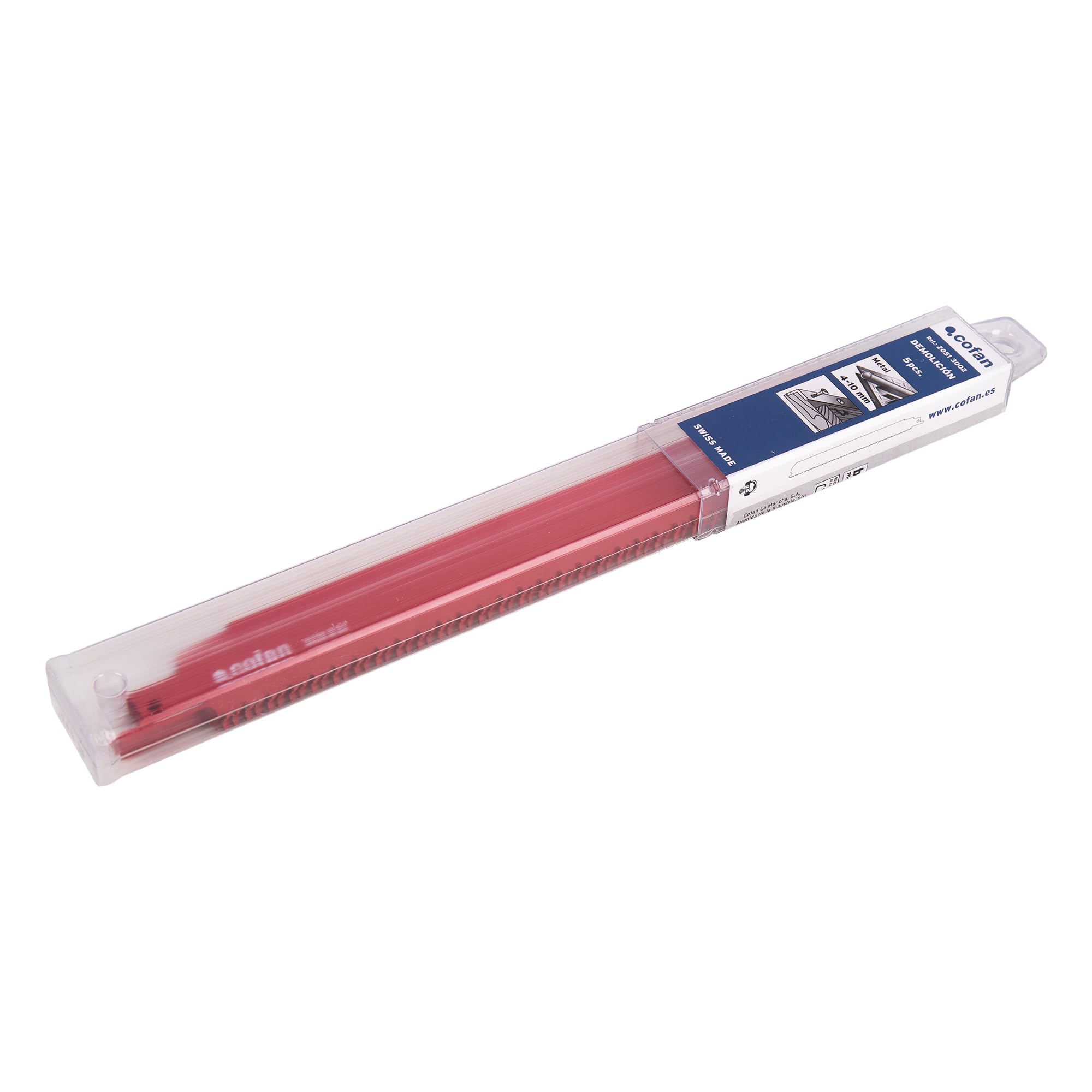 Cofan Hojas de sierra de sable bimetálicas para demolición 5 piezas 210 x 8-10 mm, Hojas universales cortes exigentes en multimaterial, Dentado triscado