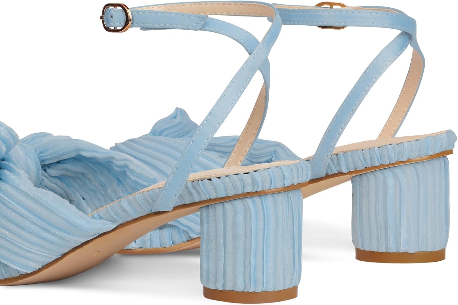 MUCCCUTE Women's Bow Knot Heeled Sandals Ankle Buckle Strap Chunky Heeled Open-toe Comfortable Wedding Party Fashion Heeled - Image 7