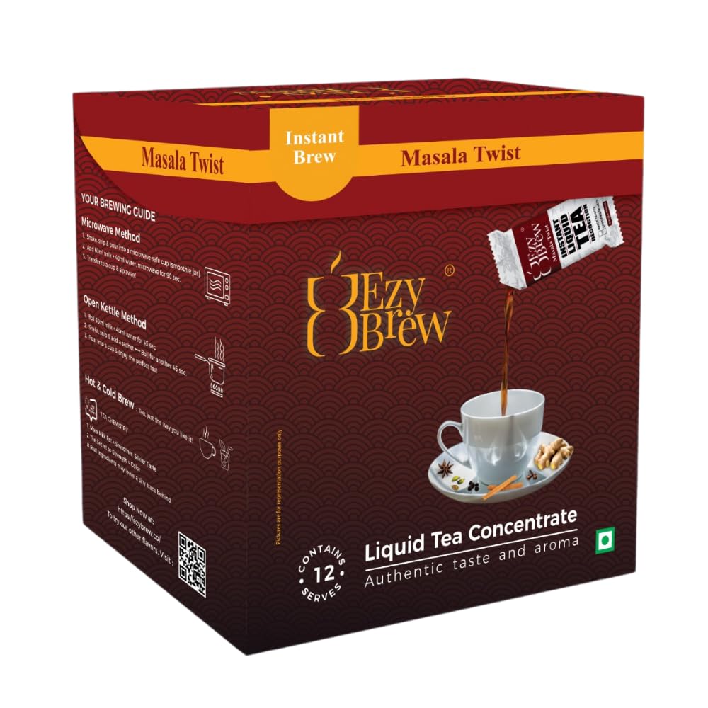 EzyBrew Instant Liquid Tea Concentrate I Masala Twist I Ready to Brew sachets I Authentic Spice & Flavours (Pack of 12, Masala Twist) 4