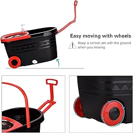 Spin Mop and Bucket with Wringer Set on Wheels, 360 Spinning Mop Bucket System with 3 Microfiber Mop Replacement Heads and 61 Stainless Steel Adjustable Handle for Floor Cleaning (25QT)