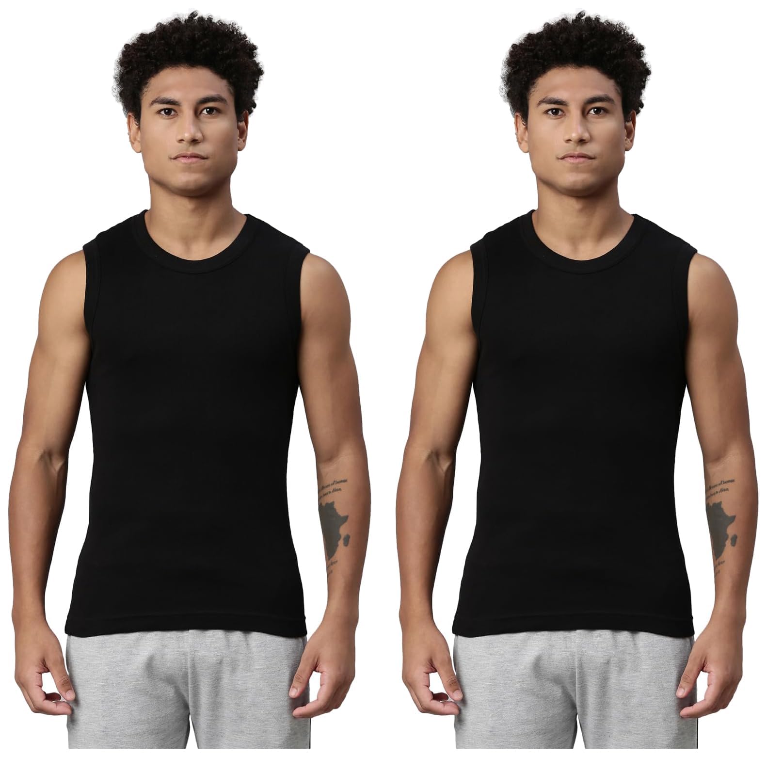 levi's Men's Cotton Style Gym Regular Fit Solid Vest Pack of 2-picture-23