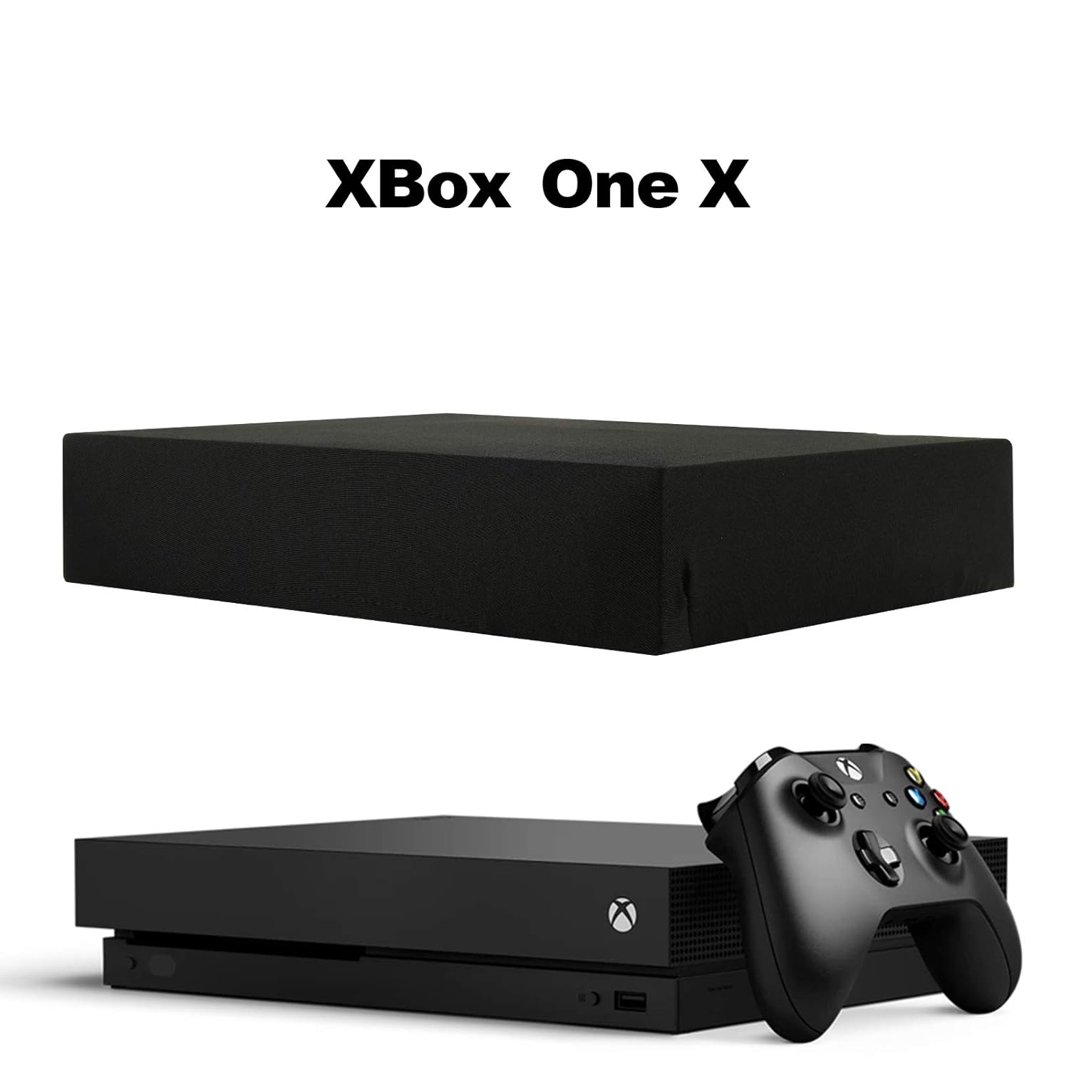 CM Stretchy Dustproof Horizontal Dust Cover Sleeve Dust Guard compatible with Xbox One X Console, Black Color