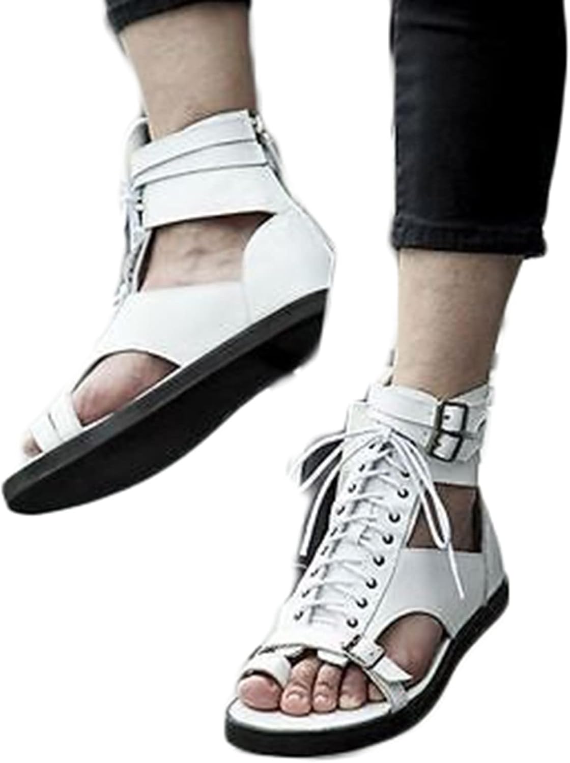 Summer Foot Correction Sandals Mens,Vintage Roman Comfort High Top Ring Toe Bunion Beach Flip Flops,Casual Breathable Orthopedic Slippers for Men,for Plantar Fasciitis ( Color : White , Size : 10 )