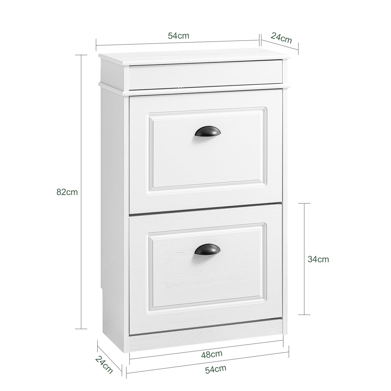 SoBuy Mueble Zapatero Estrecho Entrada Recibidor, Zapatero Blanco Estrecho con Cajón, Diseño Vintage Madera Blanca, Mueble Recibidor 24 cm Fondo, 54x24x85 cm, FSR78-WG