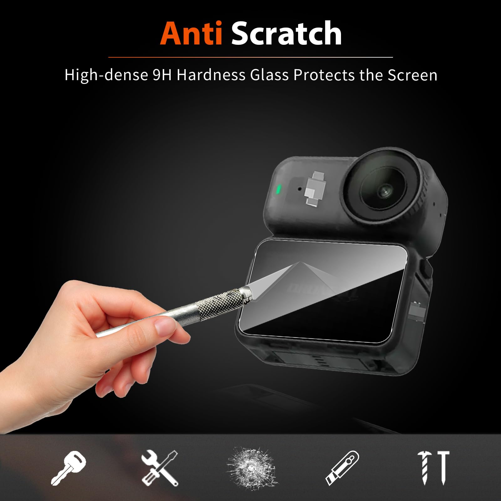 Vetro Temperato per DJI Osmo Nano, 3 Pezzi Pellicola Protettiva e 3 Pezzi Pellicola Fotocamera, Durezza 9H Anti Graffio Schermo Vetro Protettivo