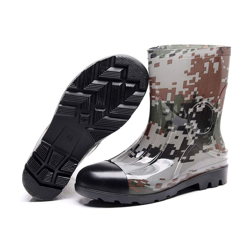 Botas de goma para hombre, diseño de camuflaje, botas de lluvia, botines de goma, impermeables, botines de tobillo, botas cortas, botas de goma, botas de lluvia, antideslizantes, botas de jardín