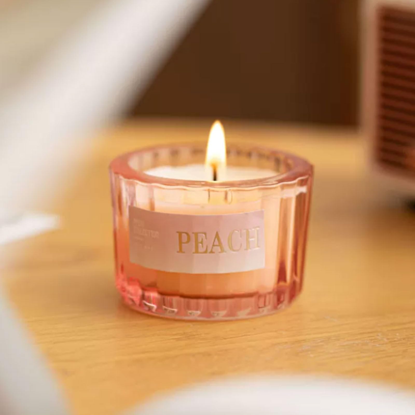 Exquisito Velas de cristal hechas con cera de soja y aceites esenciales, minijuego de velas perfumadas redondas for vacaciones en casa, relajación y Spa, 4 Uds. meloso(Grapes)