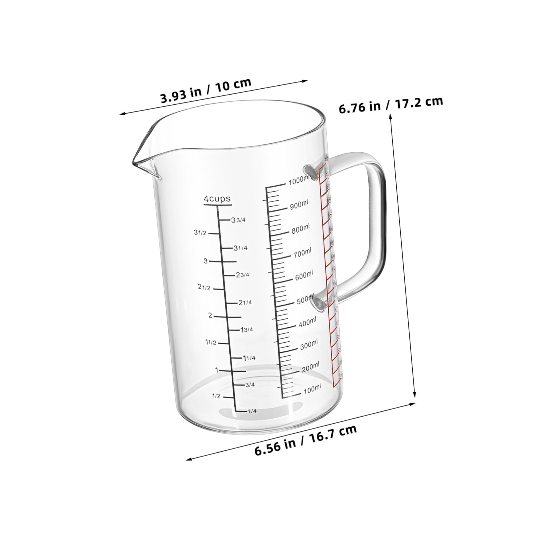 Misurino in Vetro Graduato 1000ml per Cucina e Caffè