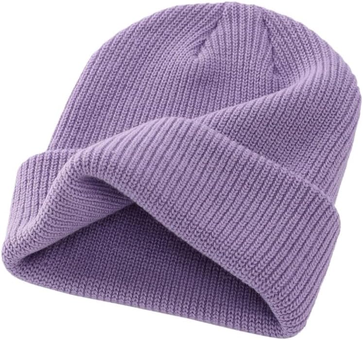 Toque Winter Beanie Hat, Cuffed Knit Cap, 3-Pack (Pink/White/Lavender) — view 2