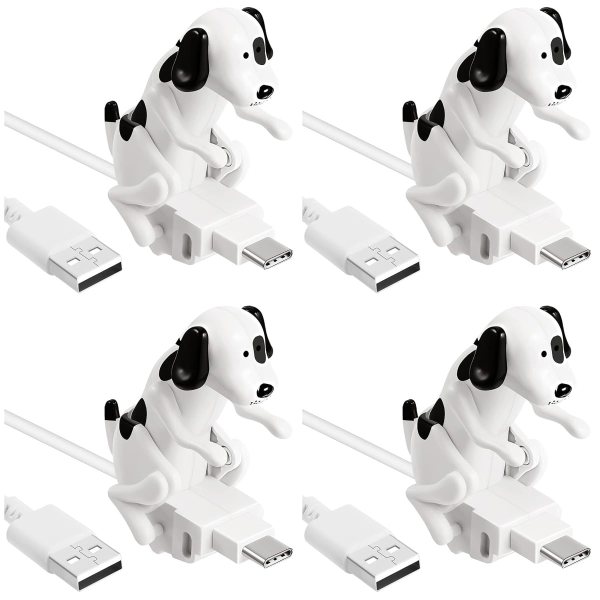 DOITOOL 4pcs Tipo-c Cavo di Ricarica Divertente Cane Linea di Ricarica Del Telefono Mobile Durevole Cavo Dati USB