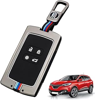 Altsbaos Compatible with Renault 4 Buttons Zoe/Clio/Arcan/Arkana/Laguna/Twingo/Koleos 2/Kangoo/Captur 2/Espace Zinc Alloy Car Key Cover,Key Case with Keyring