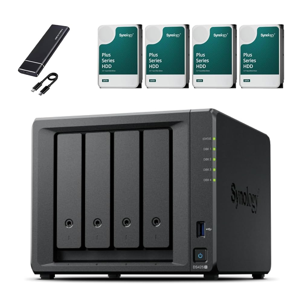 Synology DS425+ NAS Server Bundle 4 Bay (6GB RAM, 64TB