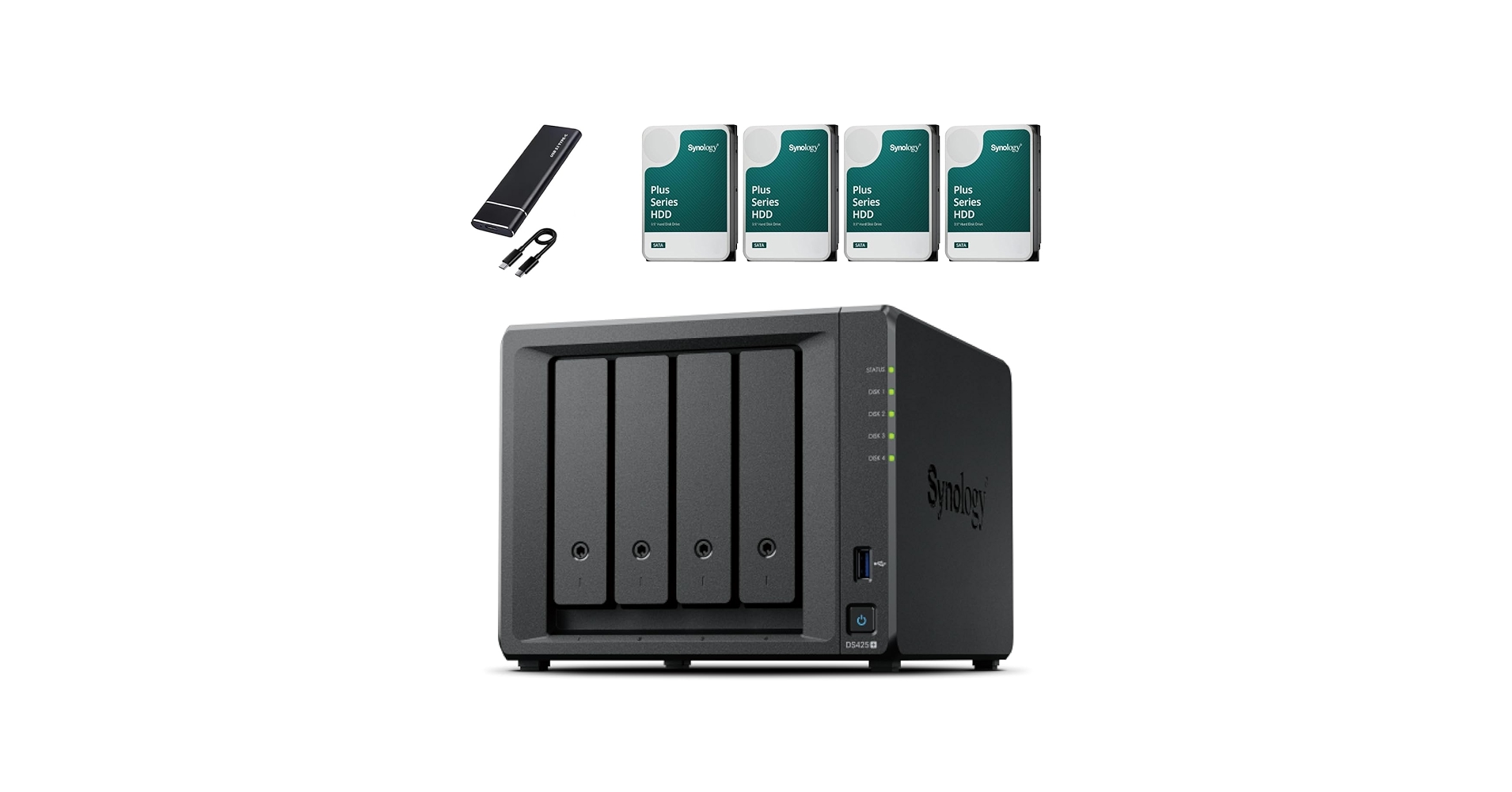 Synology DS425+ NAS Server Bundle 4 Bay (6GB RAM, 64TB