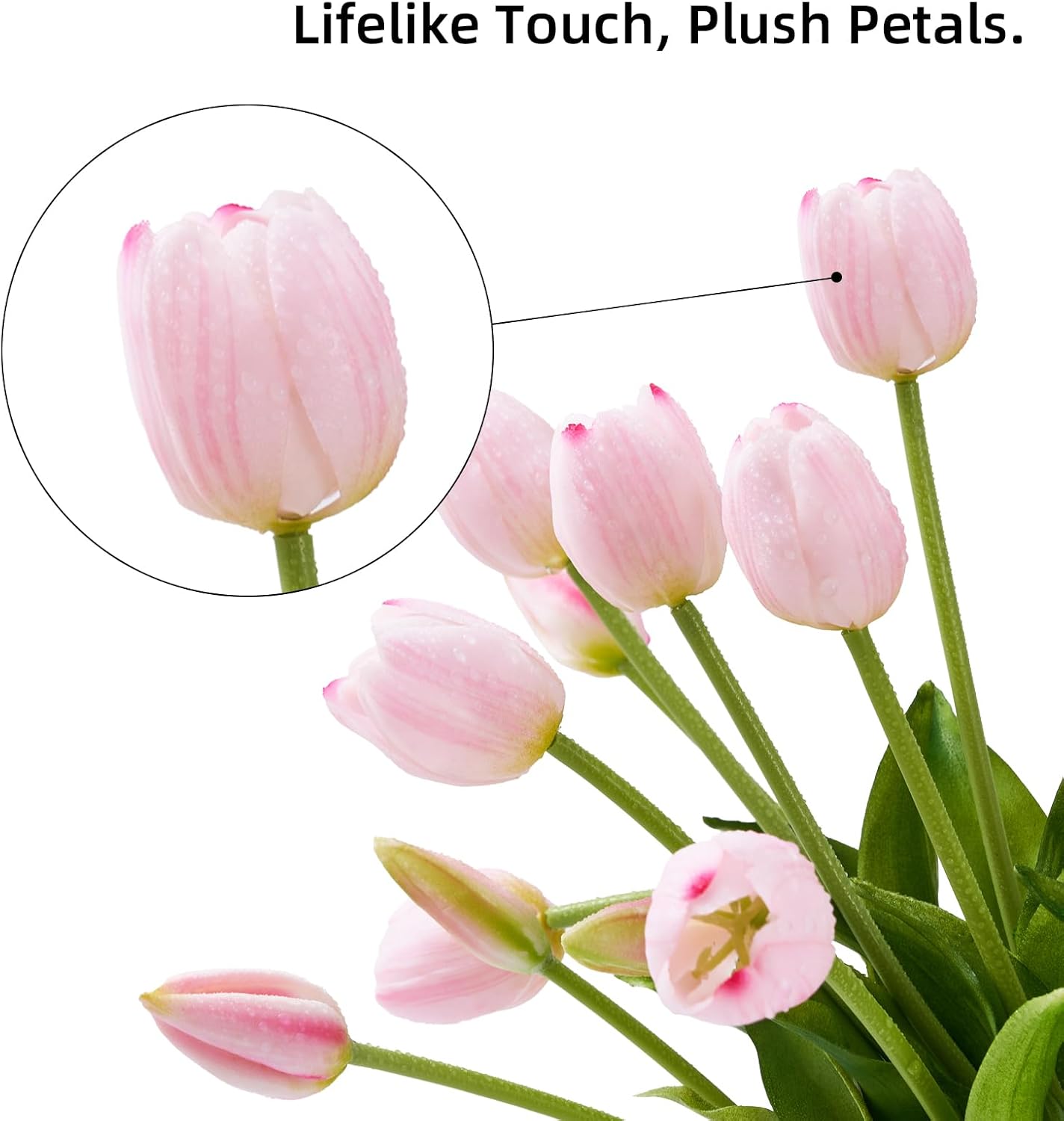Sousi Real Touch Tulips Artificial Flowers Latex Faux Tulip Realistic Fake Tulips Flowers for Wedding Home Decorations (10, Pink) - Image 3