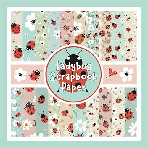 Ladybug Scrapbook Paper: Floral Insect Pattern Craft Paper Pad For