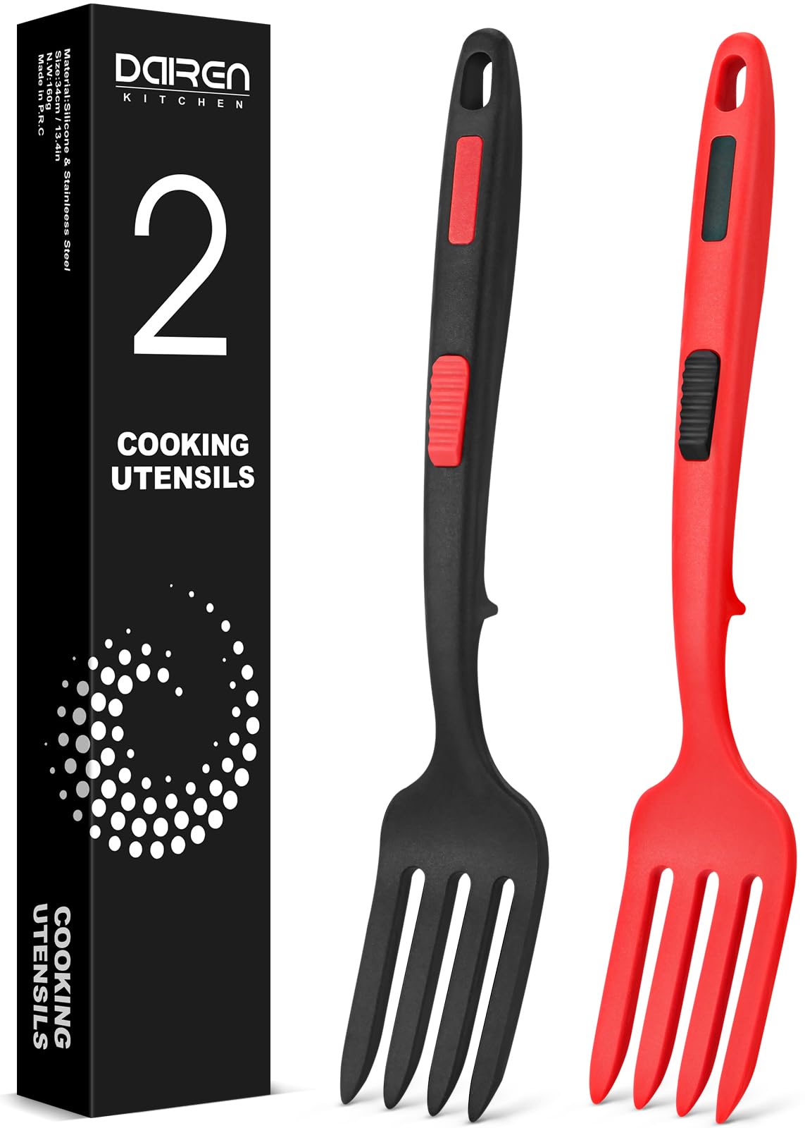 Silicone Flexible Cooking Fork, 11.6 Inch Heat Resistant, Large Non Stick, Mash Food, Whisk Eggs (BR)
