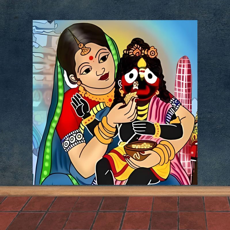 Image of British Terminal Cute little Bal Gopal Baby God Krishna| Kanha Ji | Laddu Lord Makhan Chor Painting Religious Poster for Pregnant Women for wall (matt thin vinyl,sticker,multicolor,unframed)| bj457