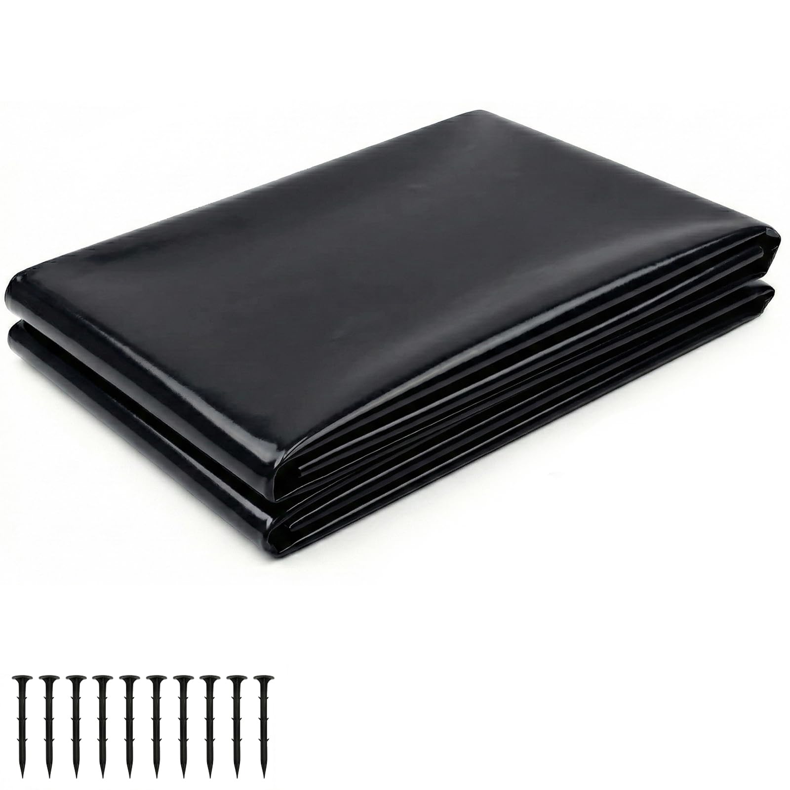 mawmuaw Teichfolie 3x3 M, HDPE Teichfolien Schwerlast Teich Folie 0.2mm Stärke Dichtungsfolie Flexibel Teichmembran Schwarz Schwimmteich Folie für Teich Gärten Fischteiche Wasserfall Brunnen