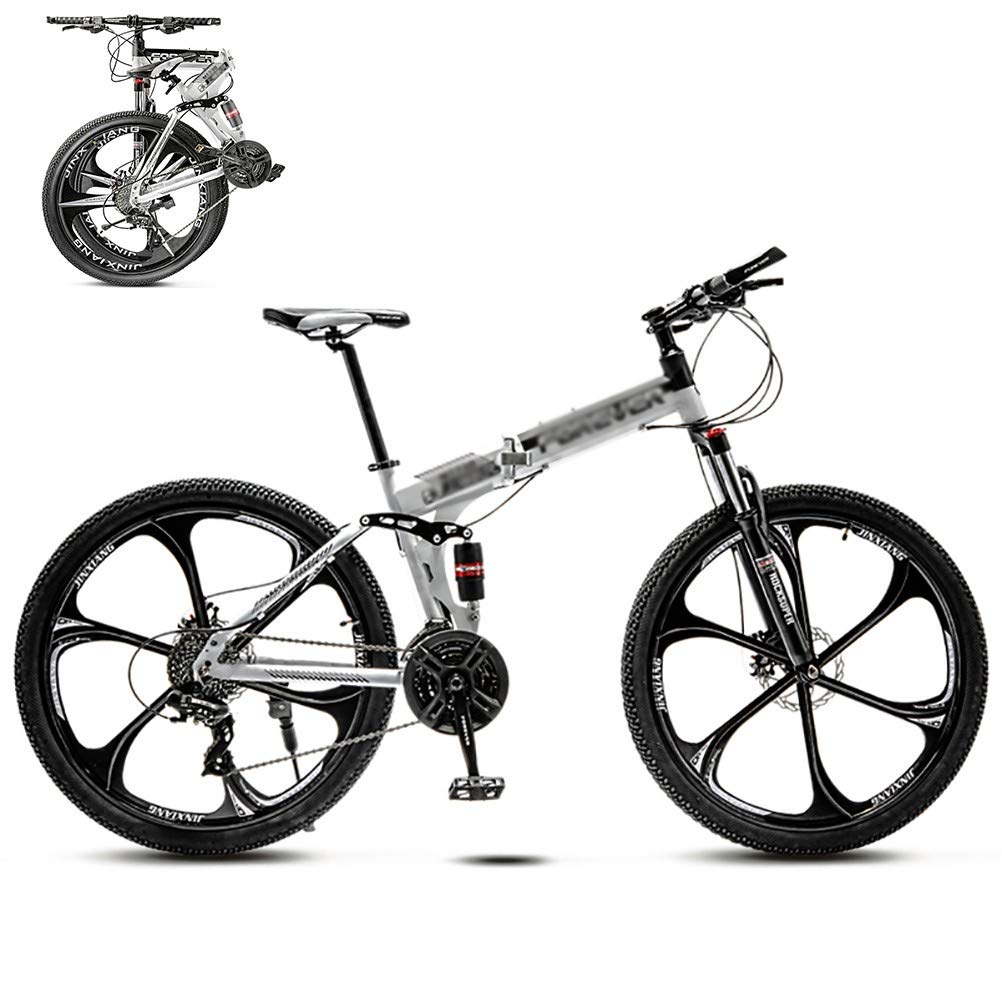 Pliable Vélos de Montagne,26Inch 21 Vitesses Léger Adulte Folding Bike avec Double Frein à Disque,Cadre en Acier Carbone VTT Vélos pour Homme et Femme