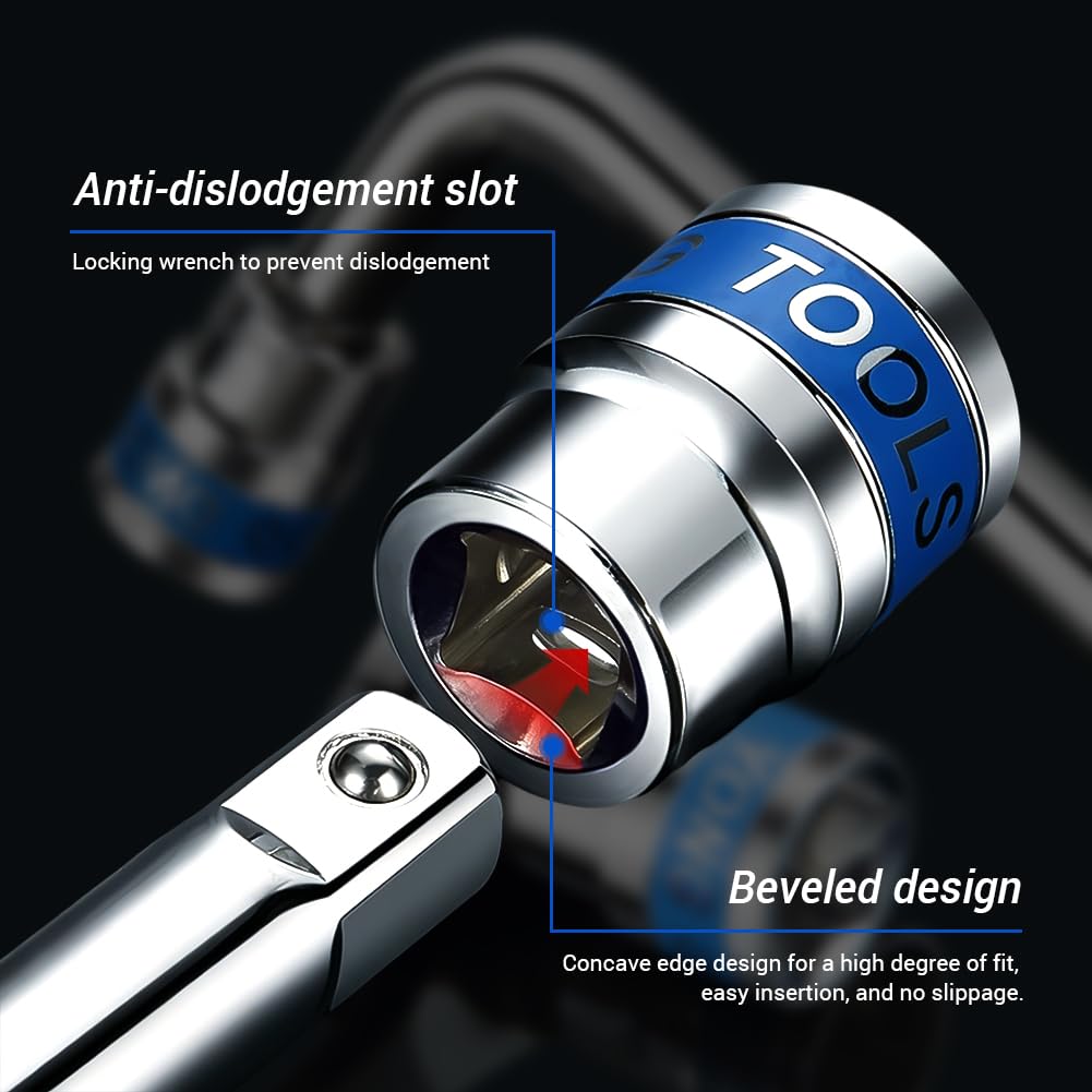 Set di 20 bussole a impatto elettriche a basso profilo da 8-32 mm con attacco da 1/2 pollice