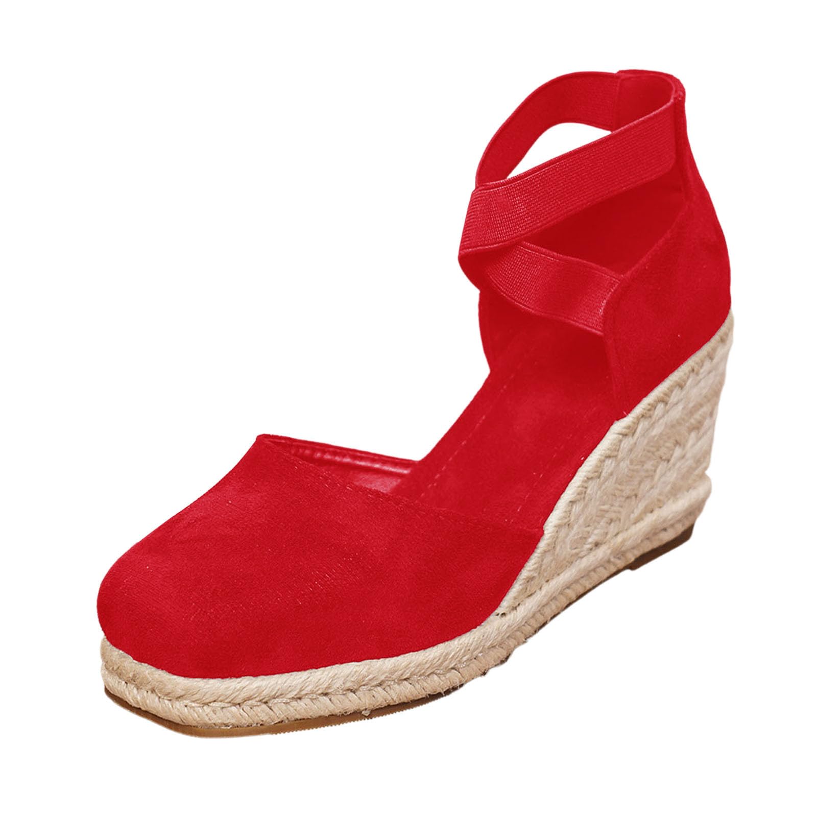 Sandali da donna chiusi sul davanti, con zeppa, espadrillas, estive, con cinturini, comodi plantari, versatili, per il tempo libero