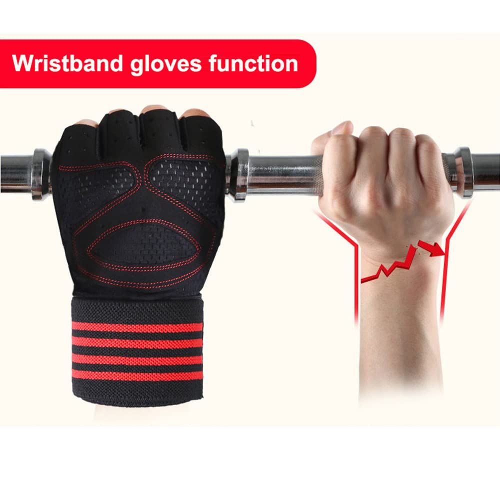 1 par de guantes para mujeres y hombres, guantes de levantamiento de pesas para gimnasio, ejercicio físico, mancuernas, guantes de gimnasio acolchados transpirables y antideslizantes, azul, M