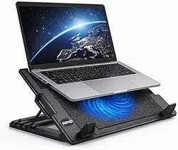 Suporte Notebook Com Cooler Silencioso Com 5 Níveis de Ajuste Ergonômico, 2 Saídas USB Adicional e Iluminação Interna Base Para Notebook de Até 17 Polegadas Ergonômico para Jogos e Trabalho