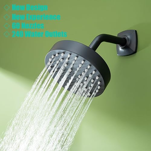 Miniatura 3 de RANDOM Cabezal de ducha negro de 6 pulgadas redondo con rótula giratoria ajustable de 360 grados con filtro, cabezal de ducha de lluvia de alta