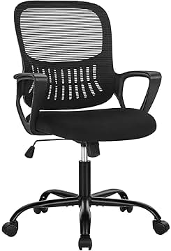 SMUG Home Office Computer Desk Chair - Ergonomic Mid-Back Mesh Swivel Rolling Work with Wheels, Comfy Lumbar Support and Armrest, for Bedroom, Study, Dorm, Student, Adults