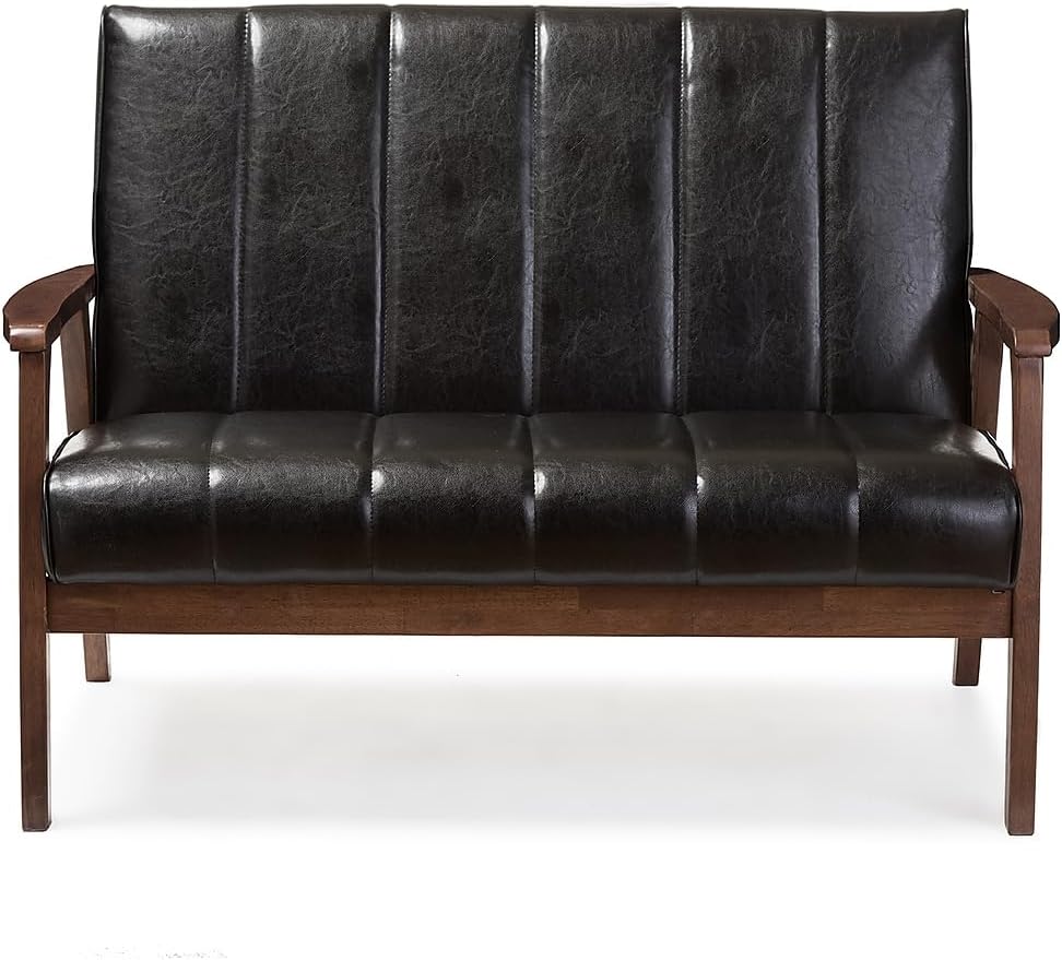 Baxton Studio BBT8011A2-Black Loveseat Love Seats, 29.45LX44.66WX31.59H, Black