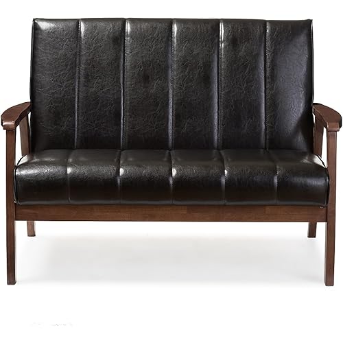 Baxton Studio BBT8011A2-Black Loveseat Love Seats, 29.45LX44.66WX31.59H, Black