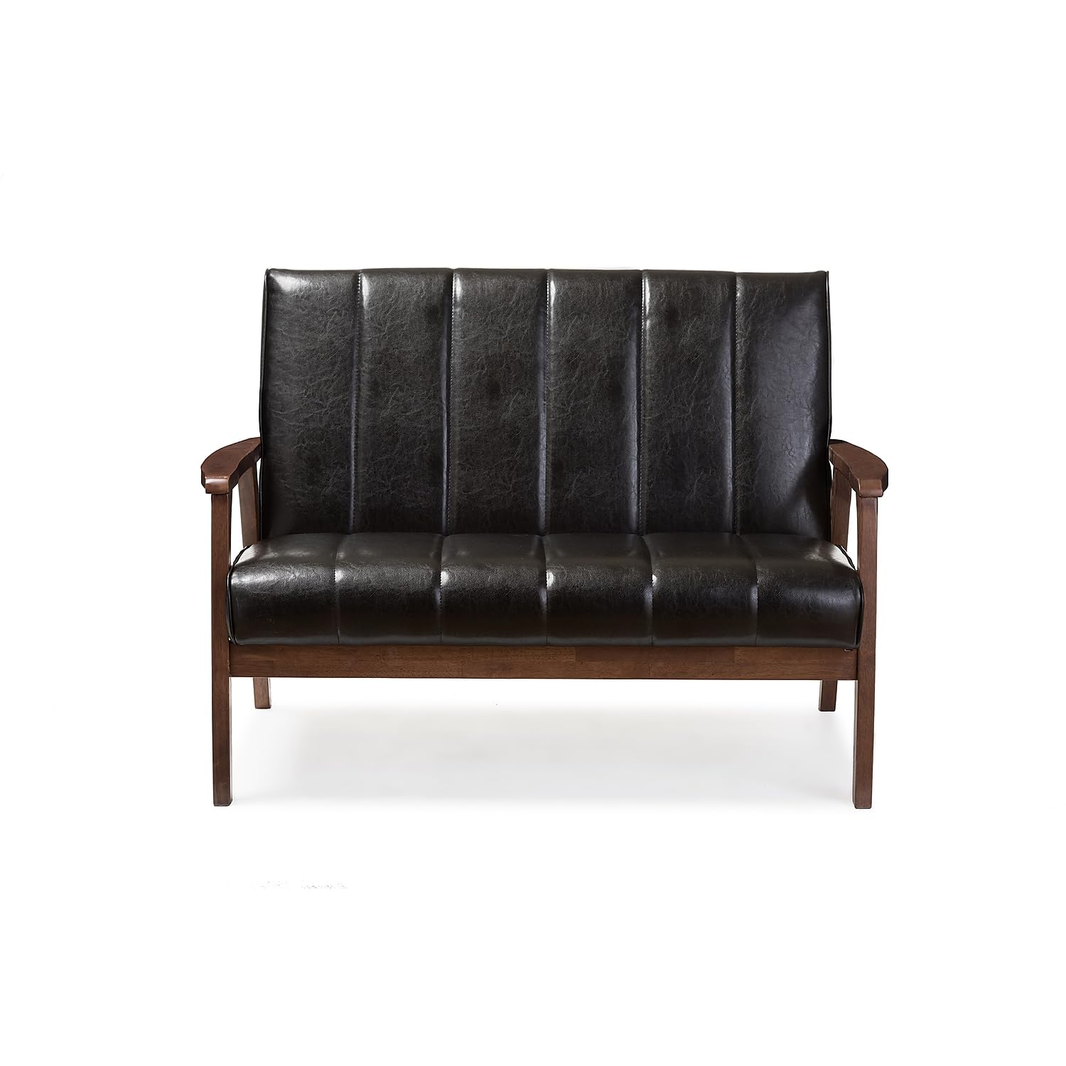 Baxton Studio BBT8011A2-Black Loveseat Love Seats, 29.45LX44.66WX31.59H, Black