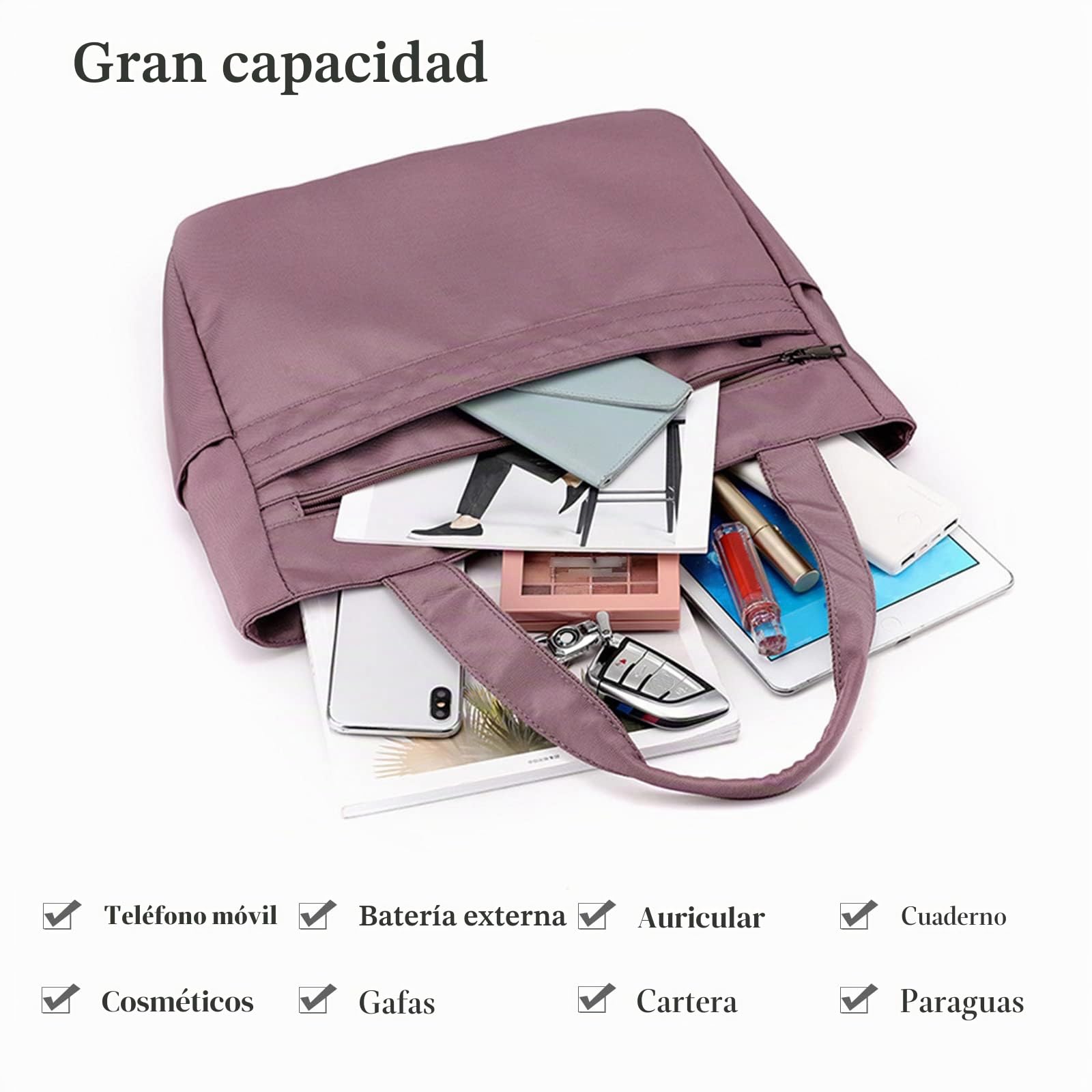 CORIOS Bolso de Mano para Mujer Bolsas de Nylon Impermeable Bolso de Hombro Bolsa de Ocio Bolso Shopper Multifuncional Bolso Tote para Viajes Compras Citas Trabajo Café