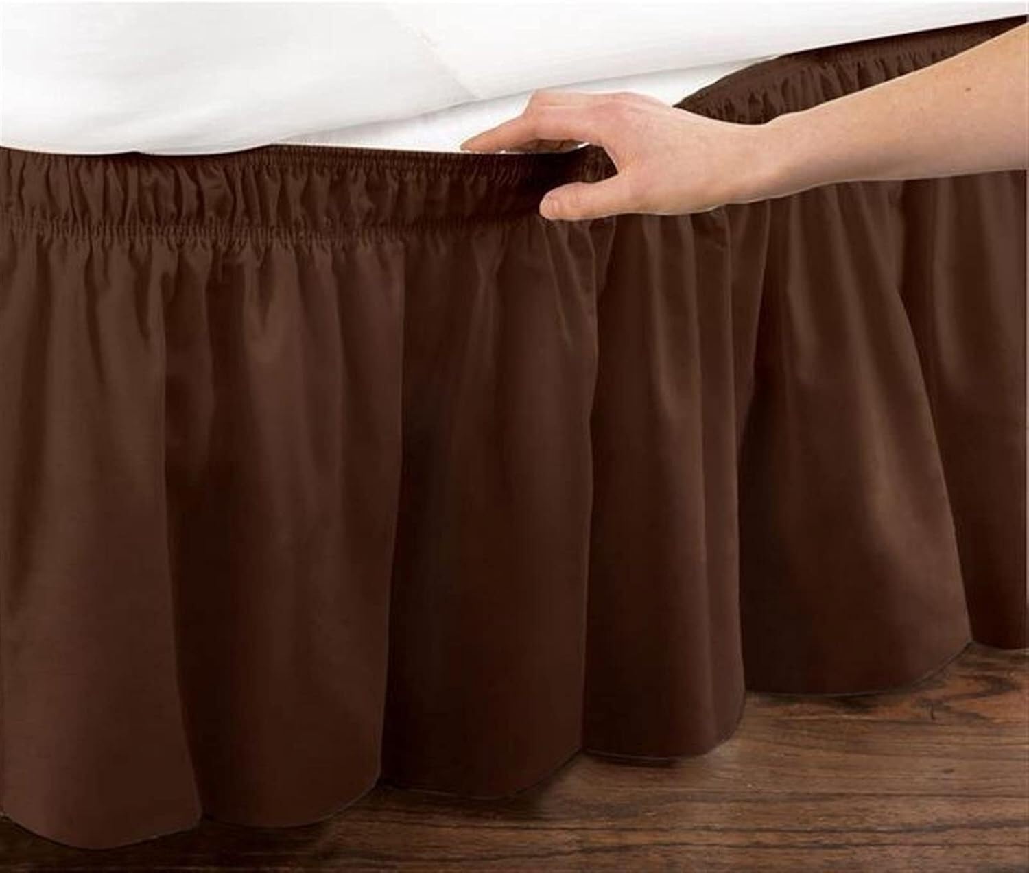 Jupe de lit élastique marron café 120x200 cm avec bonnet de 38 cm