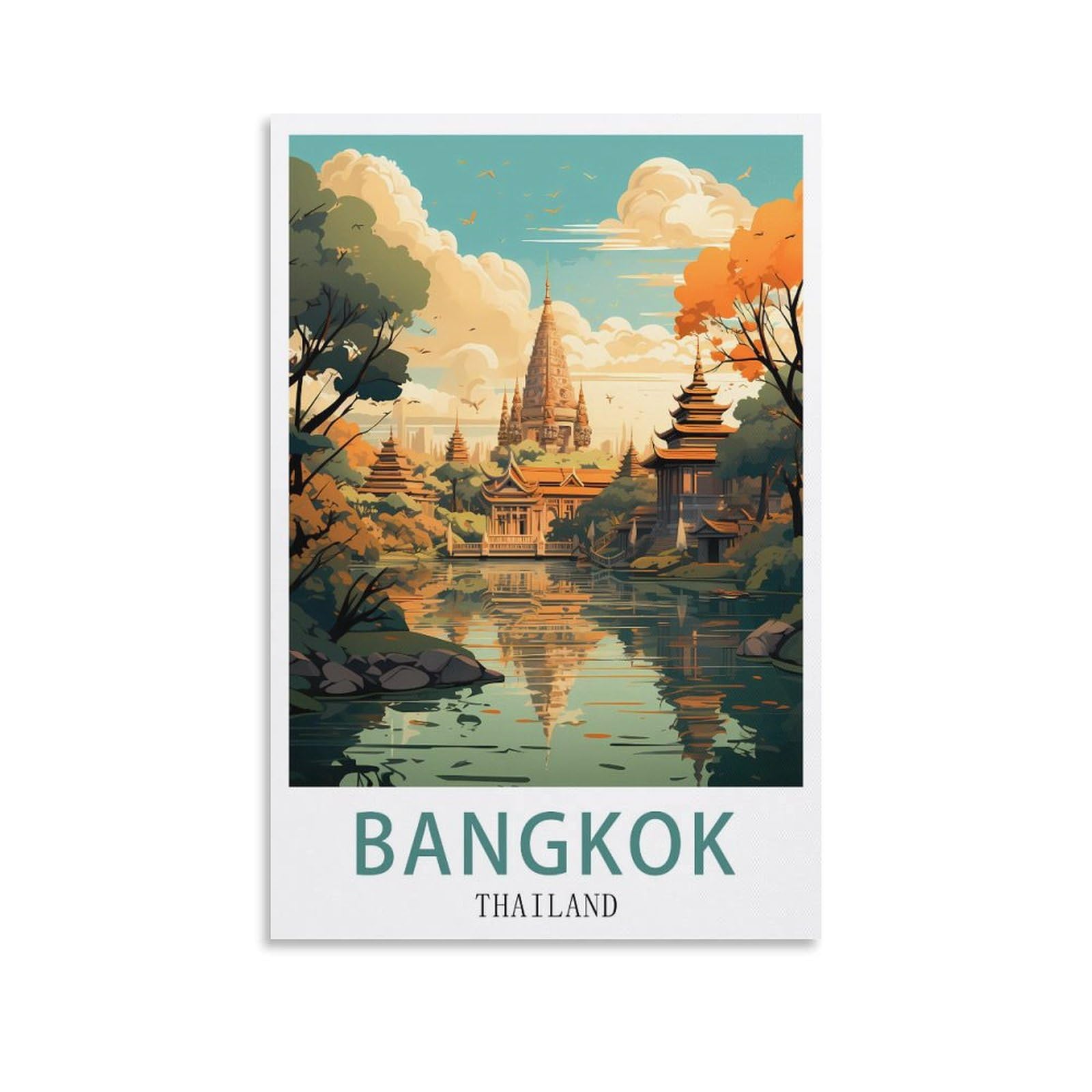 ORBANA Bangkok Thailand Vintage Travel Poster 08x12inch(20x30cm) Canvas Print for Living Room, Bedroom, Dorm, Home, Office Wall Decoration