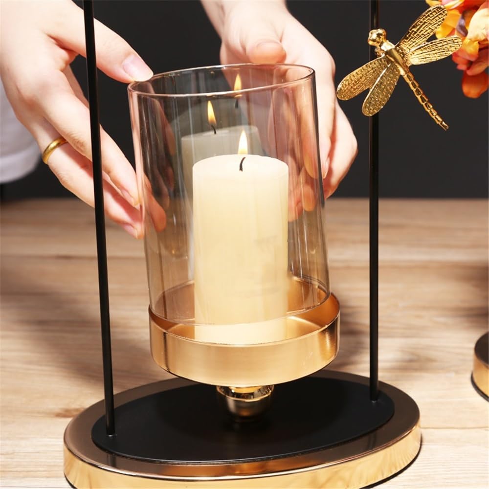 Kandelaber Luxus Glas Kerzenständer Wohnzimmer Esstisch Home Dekoration Metall Kerzenhalter Dekoration(Klein)