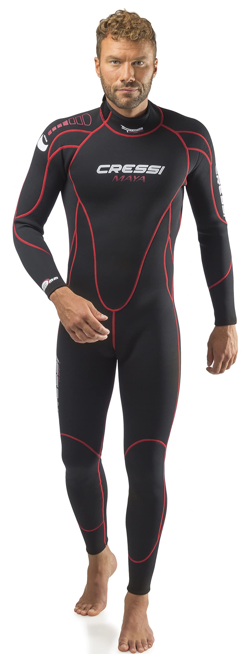 CressiMen's Maya 2.5mm Neoprene Wetsuit, Black/Red